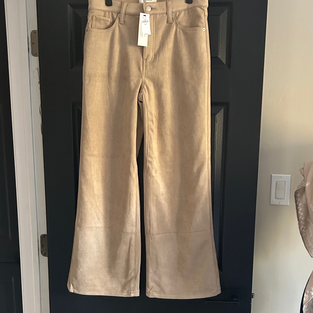Banana Republic Wide Leg Faux SuedePants in Light Tan